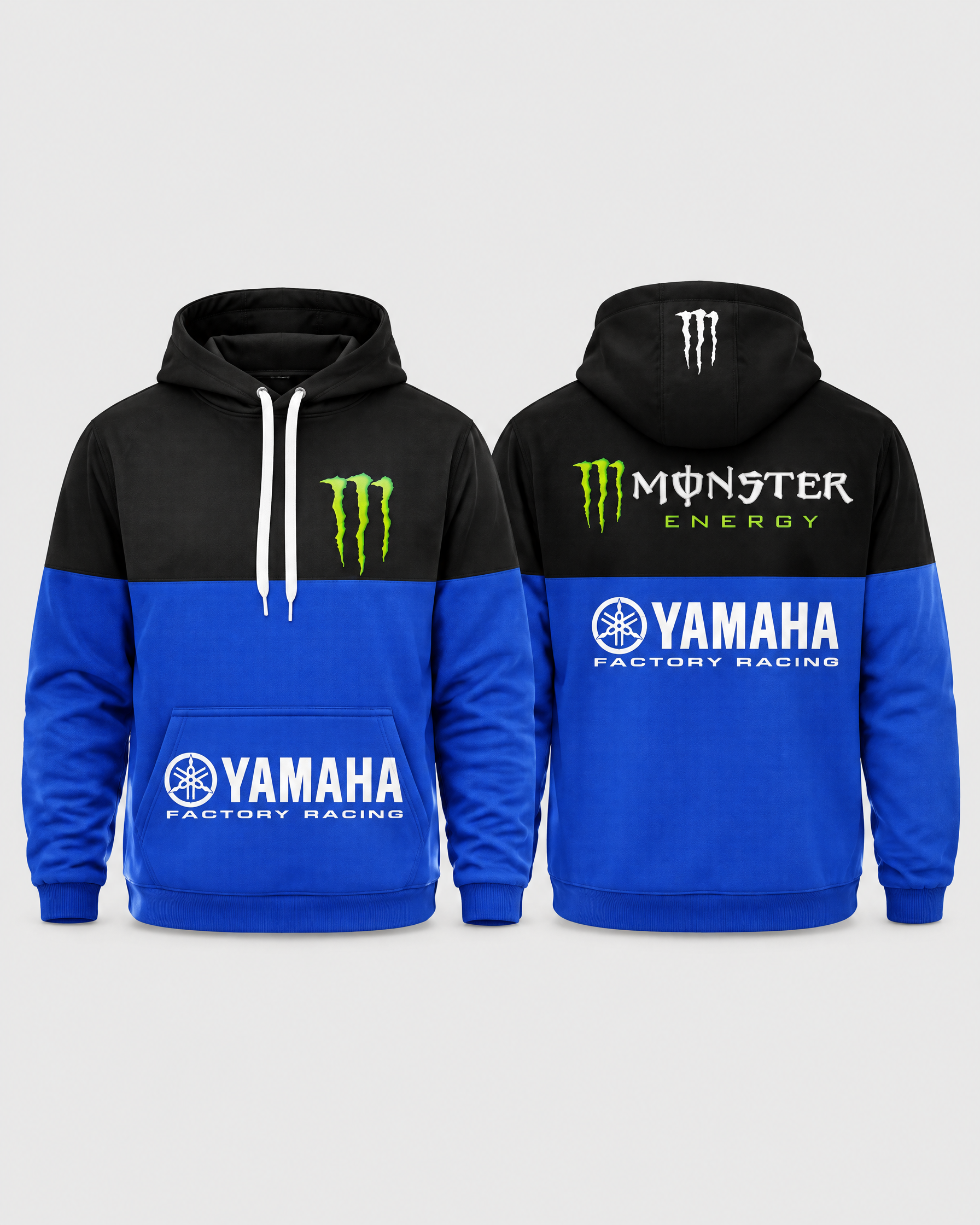 Pull Yamaha Monster Factory Bleu - Vue avant et arrière