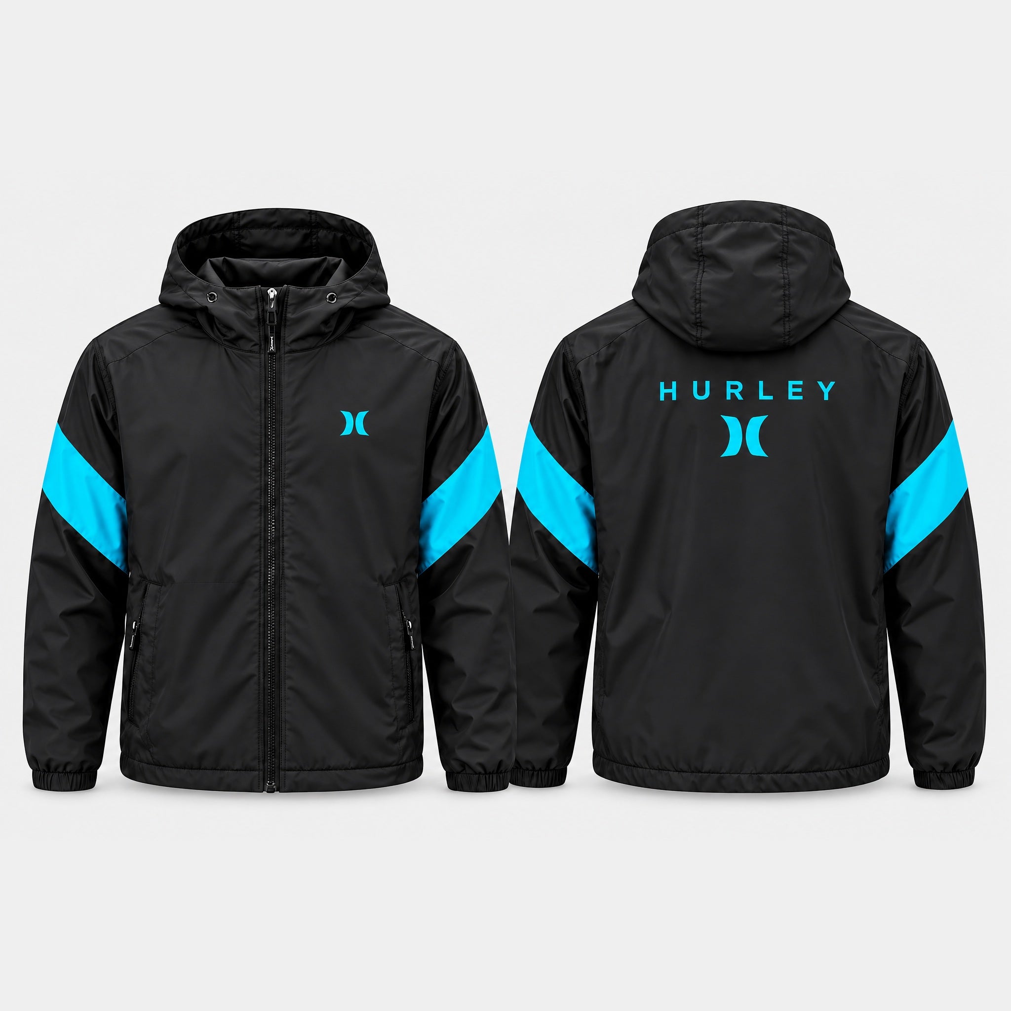 Veste Hurley Noir Cyan - Vue avant et arrière