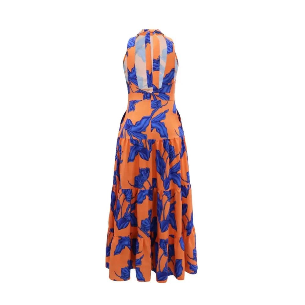 Maxi Dress Women Spring Summe Sleeveless Holiday Casual Floral Printed Long Dress - Polynesia Market