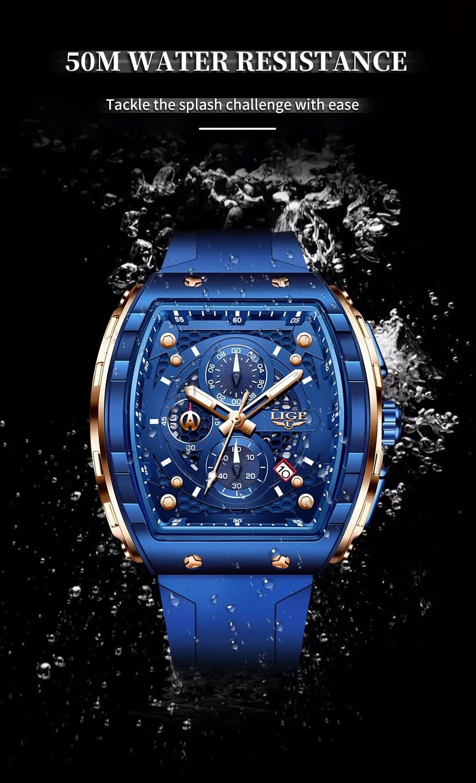 Montre LIGE Homme - Luxe, Sport & Étanche - Polynesia Market
