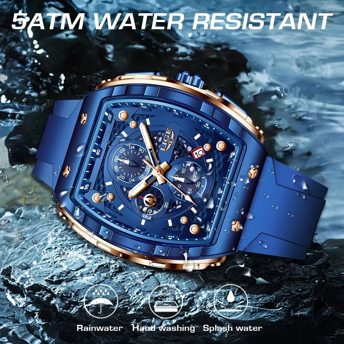 Montre LIGE Homme - Luxe, Sport & Étanche - Polynesia Market