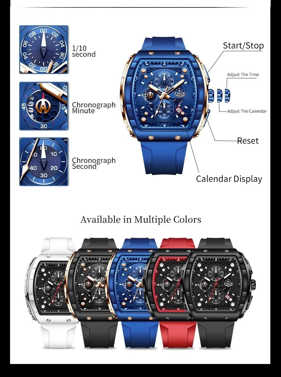Montre LIGE Homme - Luxe, Sport & Étanche - Polynesia Market