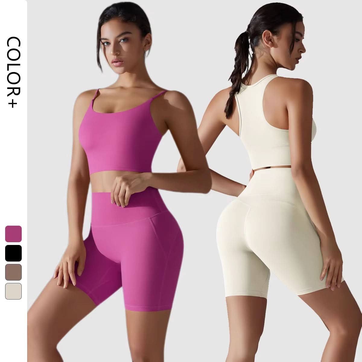 New Tight Sports Bra Shorts 2 Pieces Sport Clothes Suit Gym Fitness Antibacterial Two - Piece Yoga Set for Women - Polynesia Market