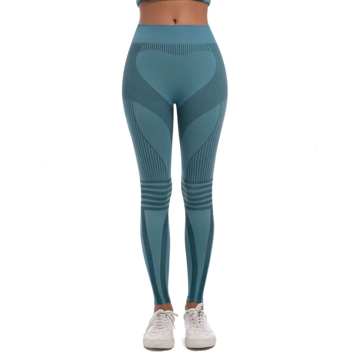 New Women Yoga Fitness Leggings Striped Seamless Peach Hip Scrunch Butt Lifting Quick Drying Breathable Sports Pants for Women - Polynesia Market