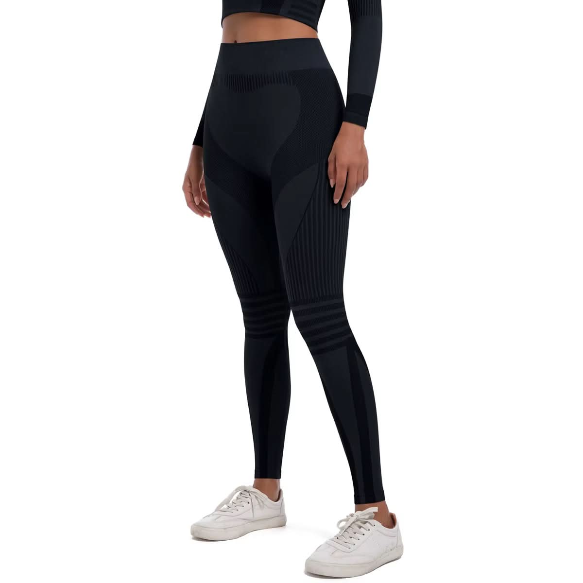 New Women Yoga Fitness Leggings Striped Seamless Peach Hip Scrunch Butt Lifting Quick Drying Breathable Sports Pants for Women - Polynesia Market