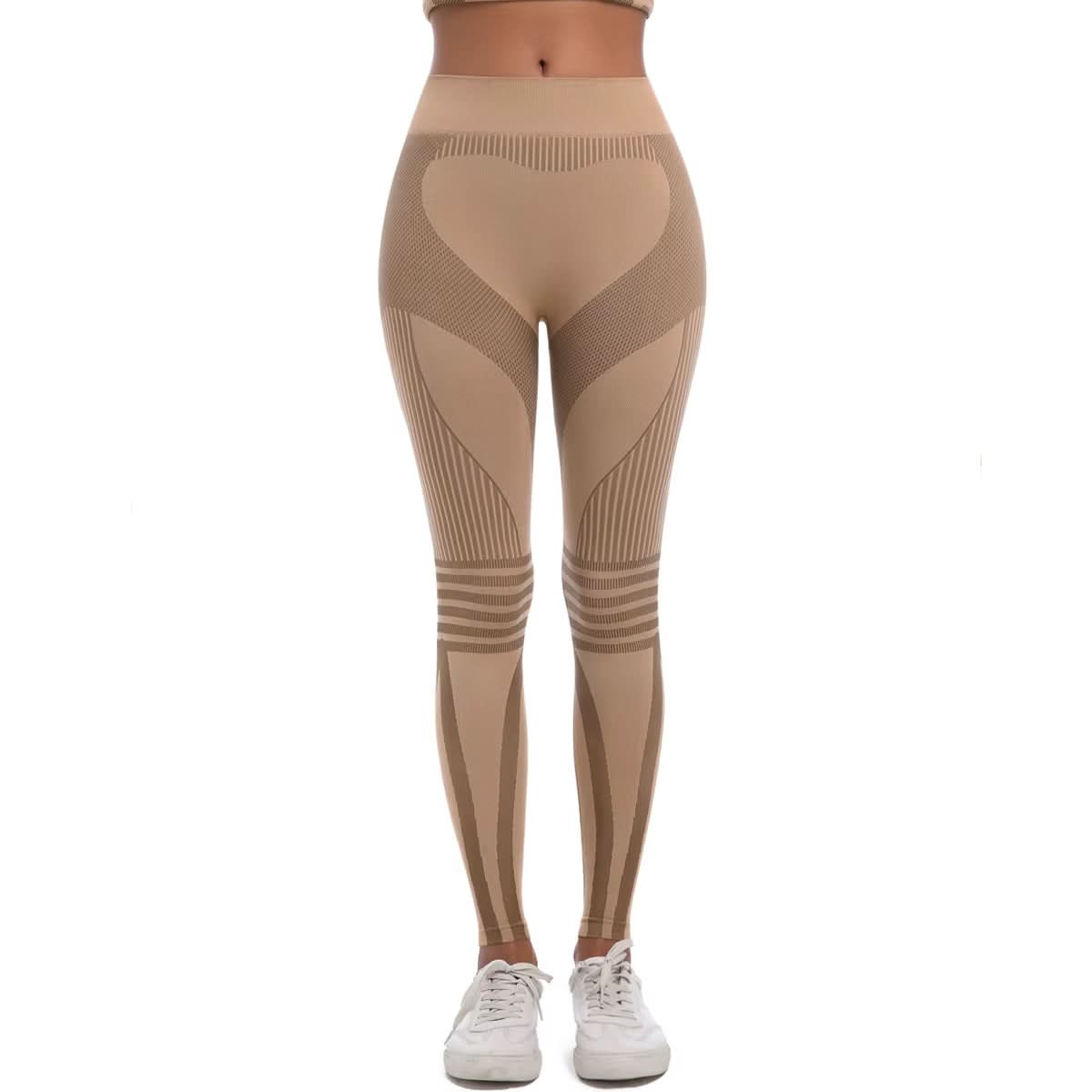 New Women Yoga Fitness Leggings Striped Seamless Peach Hip Scrunch Butt Lifting Quick Drying Breathable Sports Pants for Women - Polynesia Market