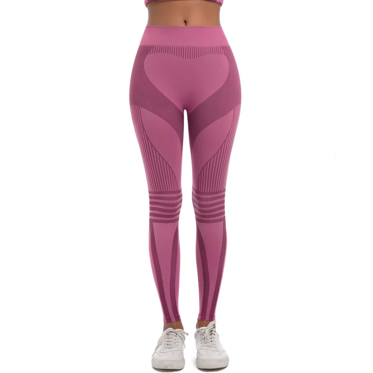 New Women Yoga Fitness Leggings Striped Seamless Peach Hip Scrunch Butt Lifting Quick Drying Breathable Sports Pants for Women - Polynesia Market