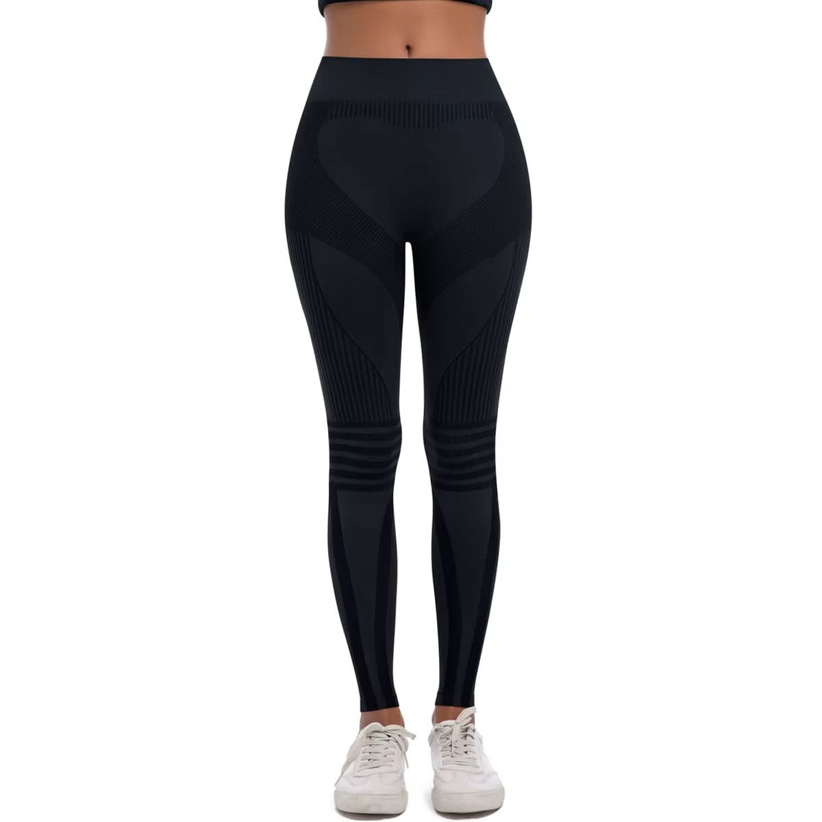 New Women Yoga Fitness Leggings Striped Seamless Peach Hip Scrunch Butt Lifting Quick Drying Breathable Sports Pants for Women - Polynesia Market