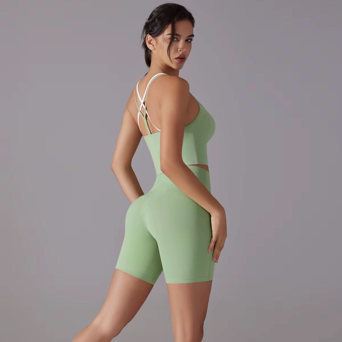 New Women'S Seamless Yoga Set Cross Gym Fitness Sports Yoga Set Running Hip Lift Yoga Set - Polynesia Market