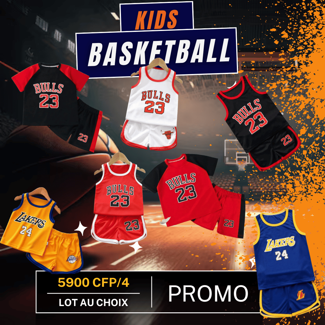 Pack Basketball Enfant – 4 Tenues au Choix | Bulls & Lakers | Promo - Polynesia Market