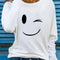 Plus Size Elegant Crew Neck T-Shirt, Polyester Knit Fabric with Medium Stretch, Geometric Smile Pattern, with Applique Detail, for All Seasons - Polynesia Market