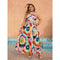 Plus Size Summer Holiday Dress Women Sleeveless Backless Sexy Fashion Ladies Dresses Ruffle Pleated Graffiti Print Woman Dress - Polynesia Market