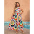 Plus Size Summer Holiday Dress Women Sleeveless Backless Sexy Fashion Ladies Dresses Ruffle Pleated Graffiti Print Woman Dress - Polynesia Market