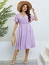 Popular summer V - neck purple loose plus size dress birthday dress for women wedding dresses - Polynesia Market