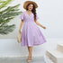 Popular summer V - neck purple loose plus size dress birthday dress for women wedding dresses - Polynesia Market