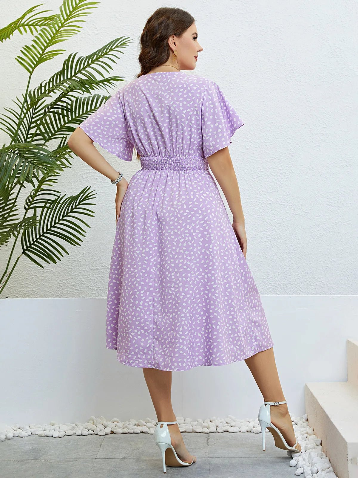 Popular summer V - neck purple loose plus size dress birthday dress for women wedding dresses - Polynesia Market