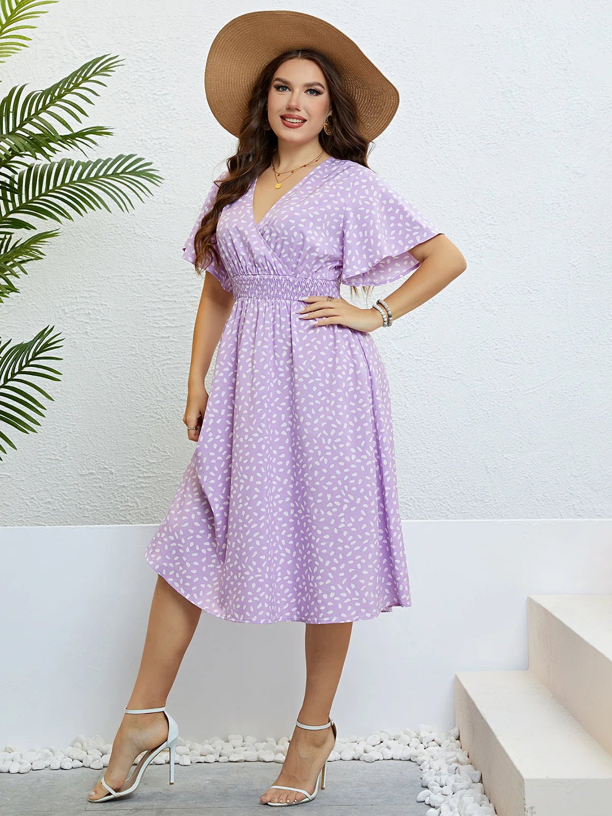 Popular summer V - neck purple loose plus size dress birthday dress for women wedding dresses - Polynesia Market