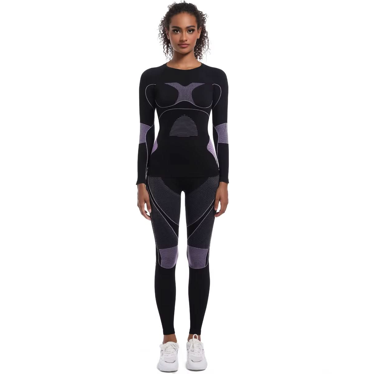 Seamless Knitted Long Sleeved Winter Thermal Underwear Set Yoga Set Women Breathable Sports Running Fitness Sets - Polynesia Market