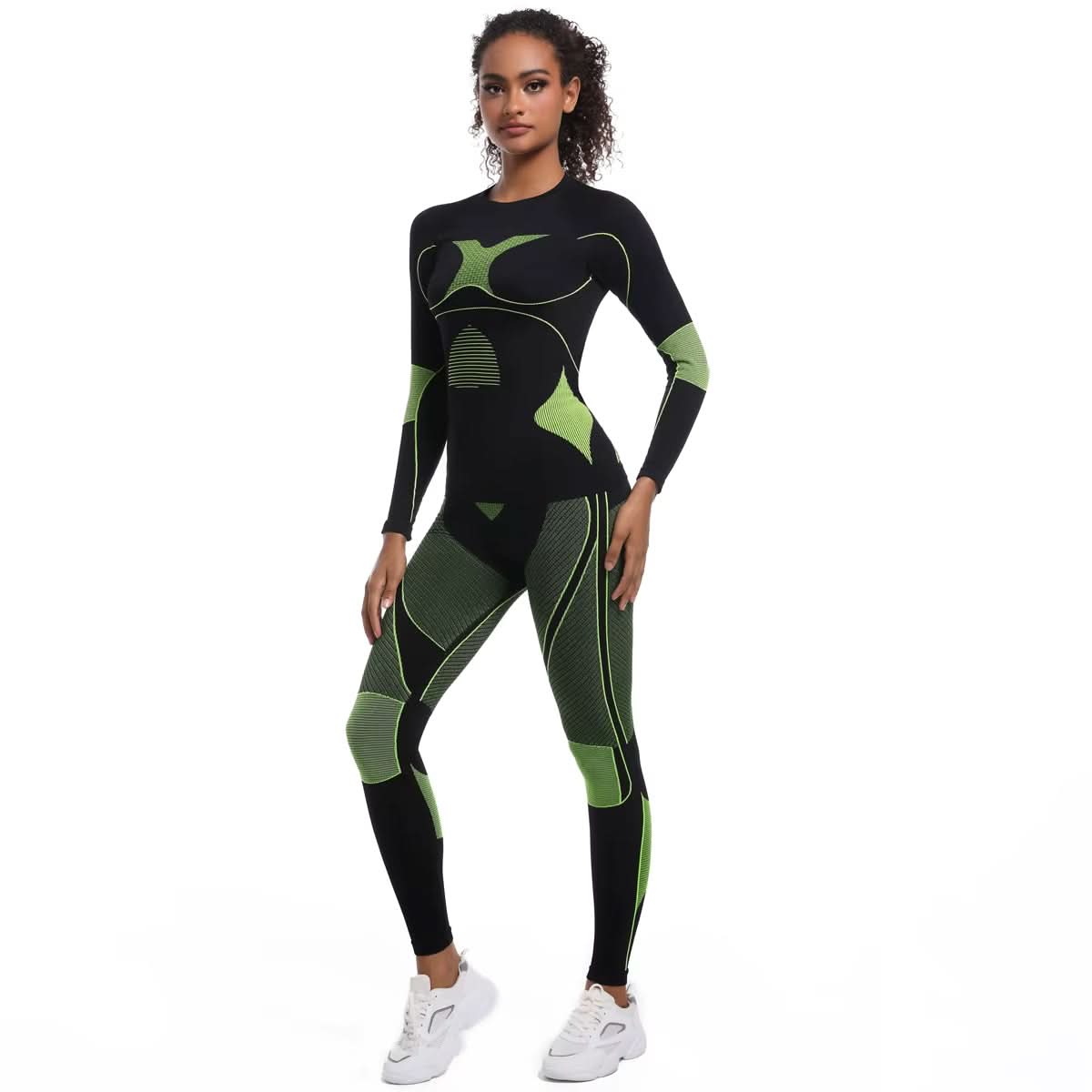 Seamless Knitted Long Sleeved Winter Thermal Underwear Set Yoga Set Women Breathable Sports Running Fitness Sets - Polynesia Market