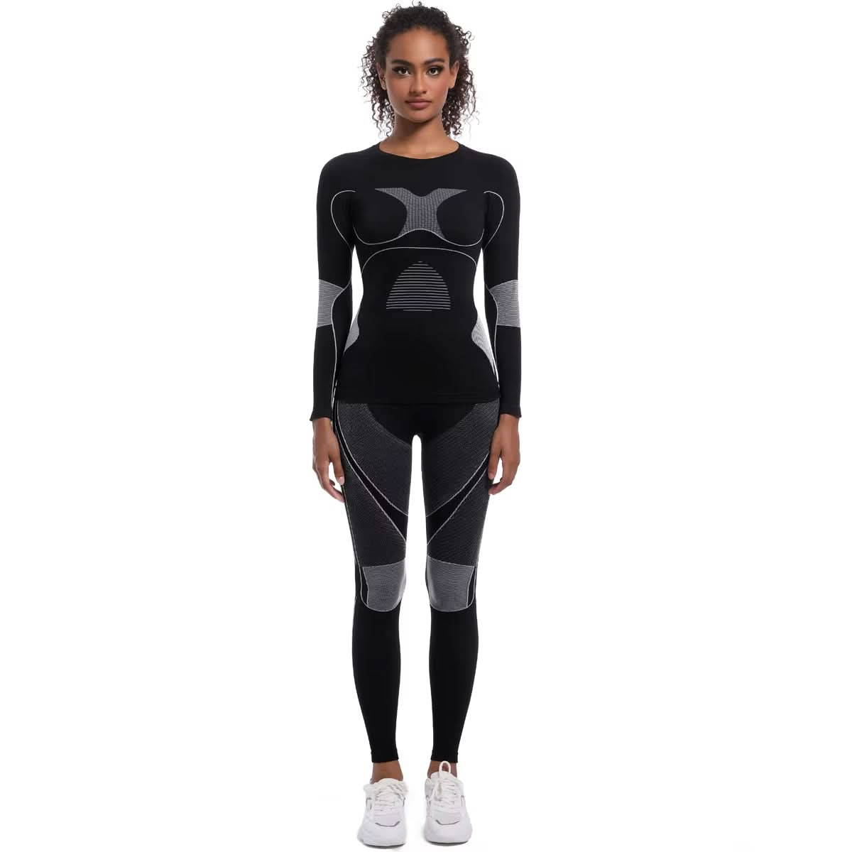 Seamless Knitted Long Sleeved Winter Thermal Underwear Set Yoga Set Women Breathable Sports Running Fitness Sets - Polynesia Market