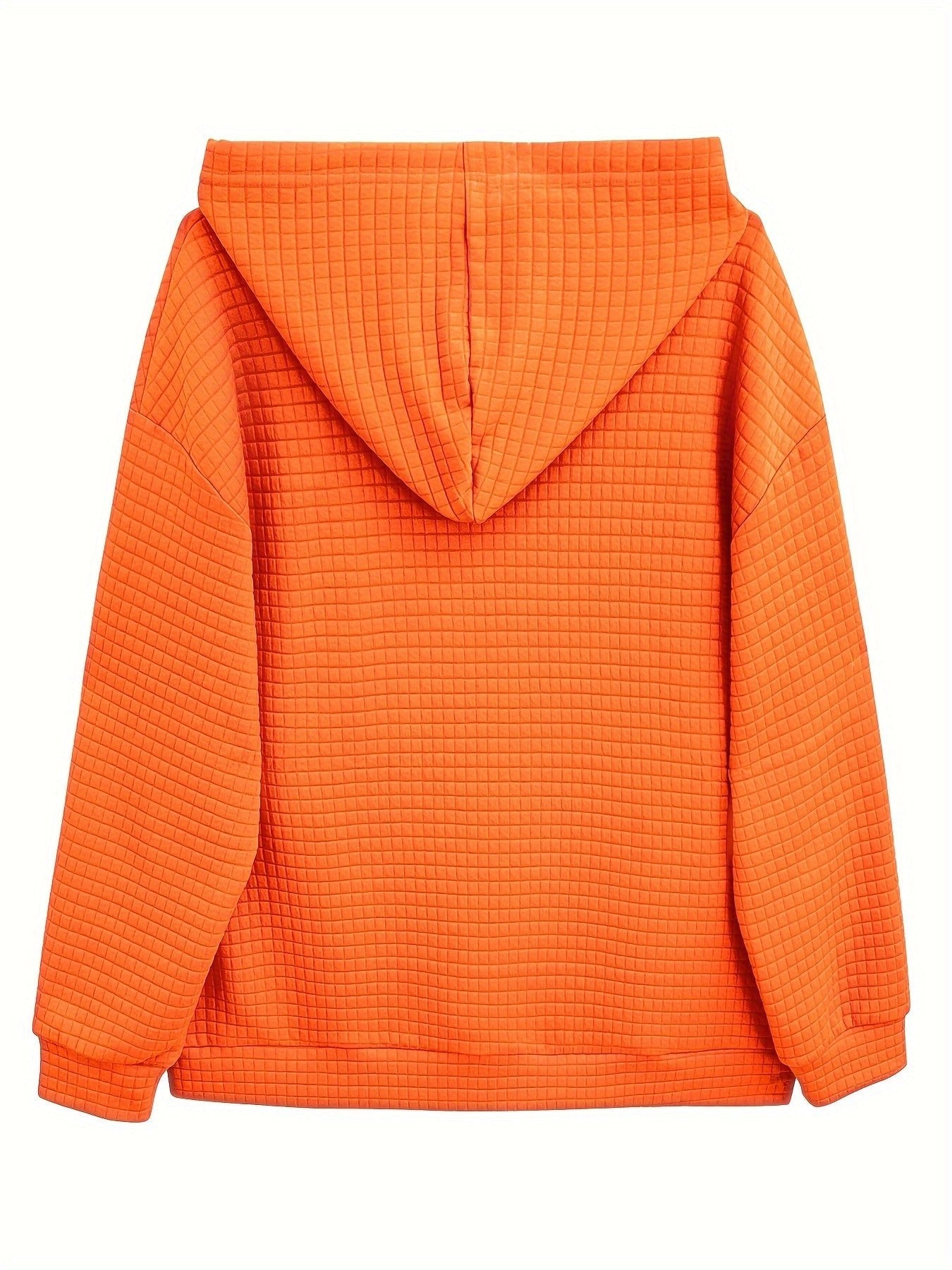 Solid Color Waffle Kangaroo Pocket Hoodie, Casual Long Sleeve Hooded Sweatshirt For Fall, Women's Clothing - Polynesia Market