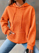 Solid Color Waffle Kangaroo Pocket Hoodie, Casual Long Sleeve Hooded Sweatshirt For Fall, Women's Clothing - Polynesia Market