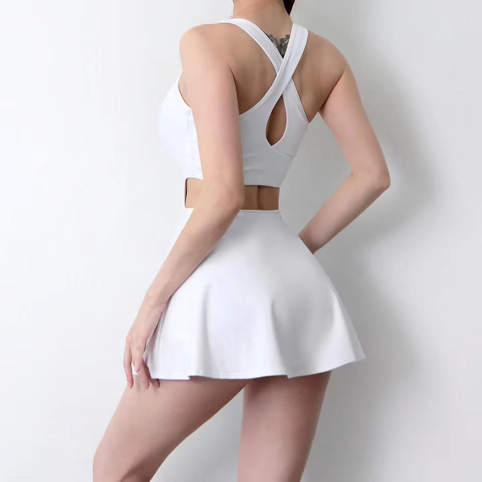 Sports Skirts Women Fitness Tennis Dress Quick - Drying Tennis Dress with Chest Pad Sports Tennis Golf Yoga Suit Set Women - Polynesia Market
