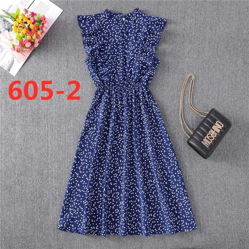 Summer Dress 2021 Elegant Sundress Slim Sleeveless Woman Vestidos Ruffles Knee Length Clothes Red Beach Party Dresses For Women - Polynesia Market