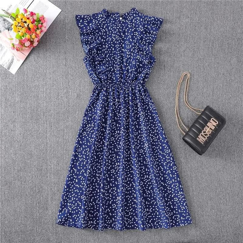 Summer Dress 2021 Elegant Sundress Slim Sleeveless Woman Vestidos Ruffles Knee Length Clothes Red Beach Party Dresses For Women - Polynesia Market