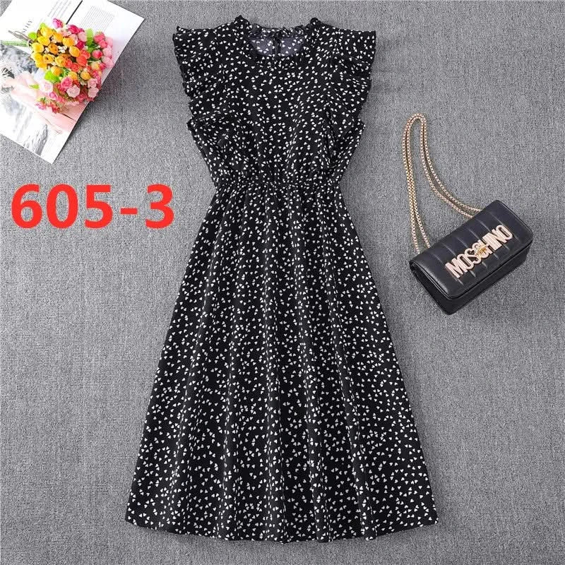 Summer Dress 2021 Elegant Sundress Slim Sleeveless Woman Vestidos Ruffles Knee Length Clothes Red Beach Party Dresses For Women - Polynesia Market