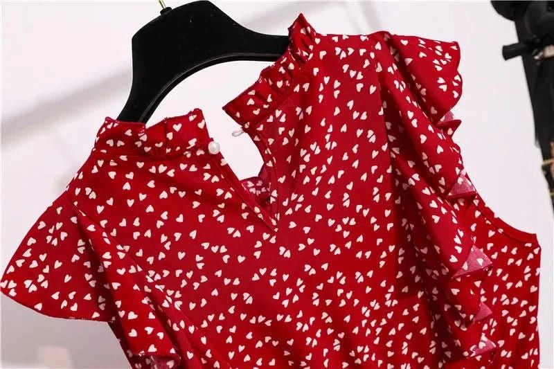 Summer Dress 2021 Elegant Sundress Slim Sleeveless Woman Vestidos Ruffles Knee Length Clothes Red Beach Party Dresses For Women - Polynesia Market