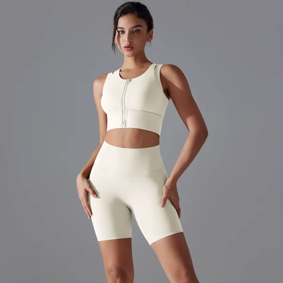 Woman'S Yoga Sets Zipper Gym Tops and Shorts Sports Outfits Female Yoga Overalls Workout Clothes Fitness Suit - Polynesia Market