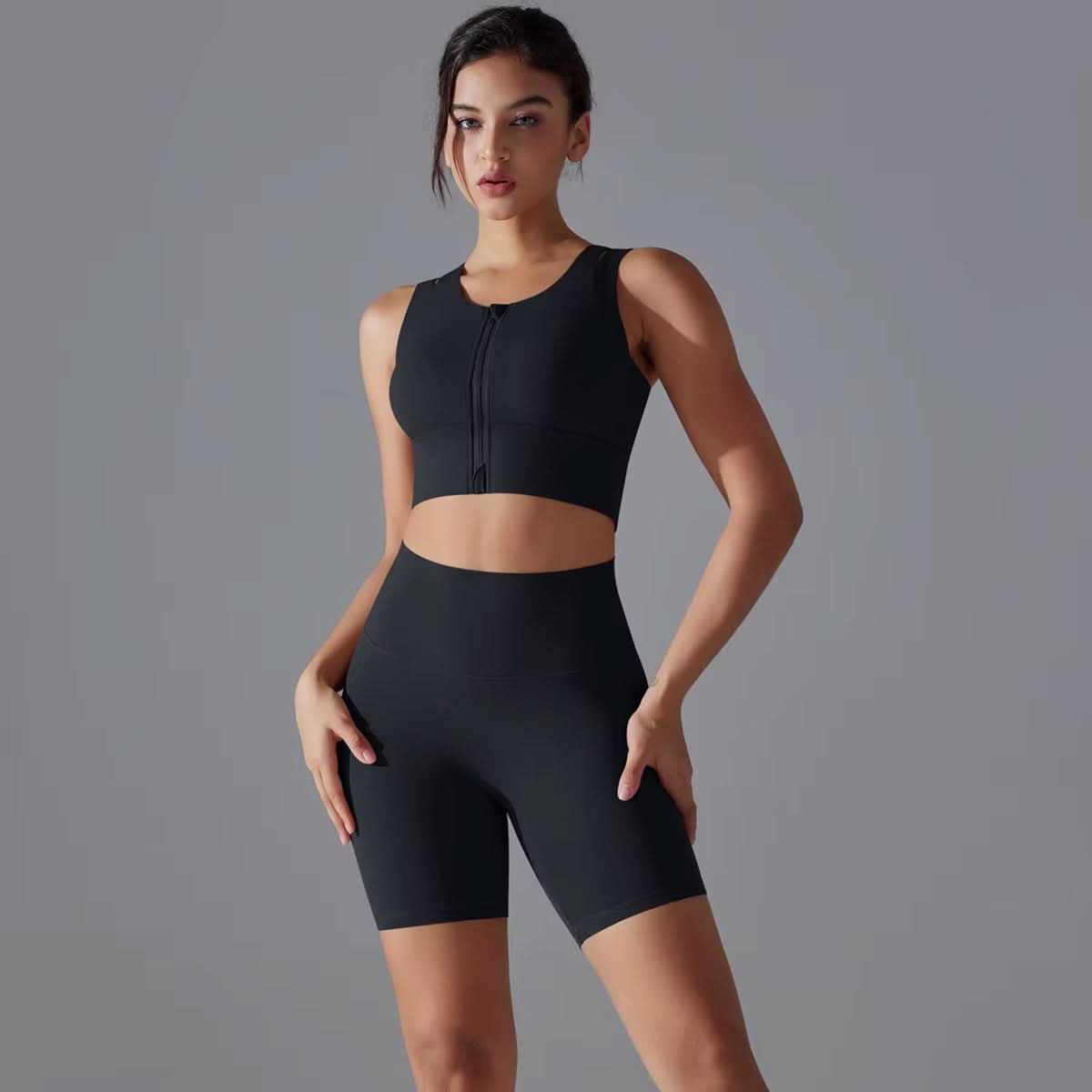 Woman'S Yoga Sets Zipper Gym Tops and Shorts Sports Outfits Female Yoga Overalls Workout Clothes Fitness Suit - Polynesia Market