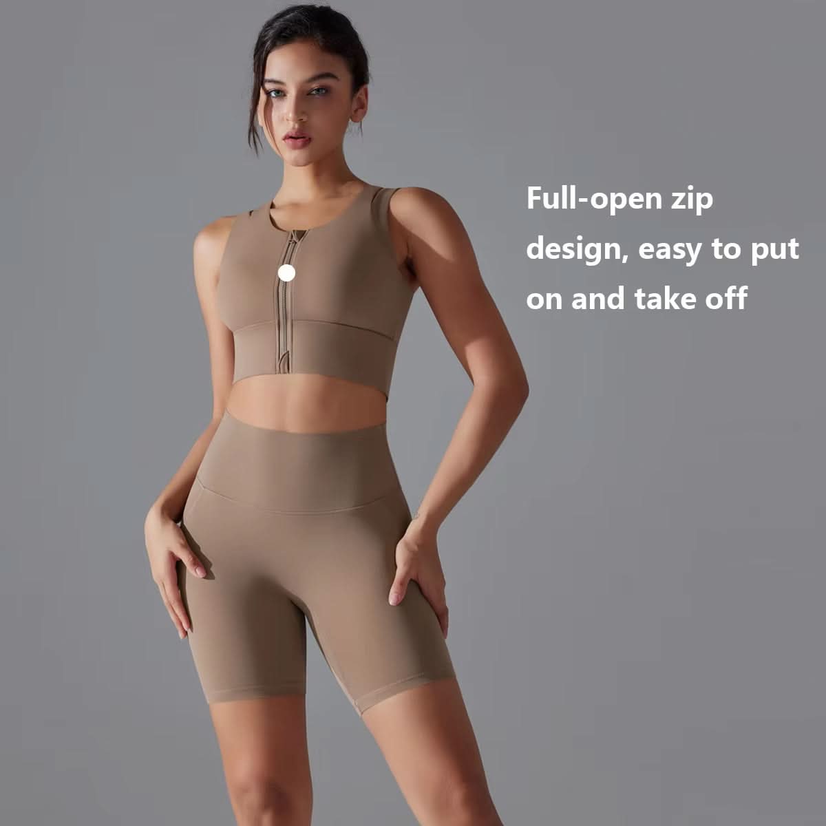 Woman'S Yoga Sets Zipper Gym Tops and Shorts Sports Outfits Female Yoga Overalls Workout Clothes Fitness Suit - Polynesia Market
