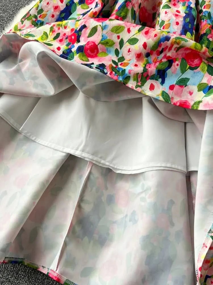 Women Sleeveless Elegant Dress Retro Elegant High Waisted Pleated Printed Formal Dresses Ladies Summer Slim A - line Long Robe - Polynesia Market