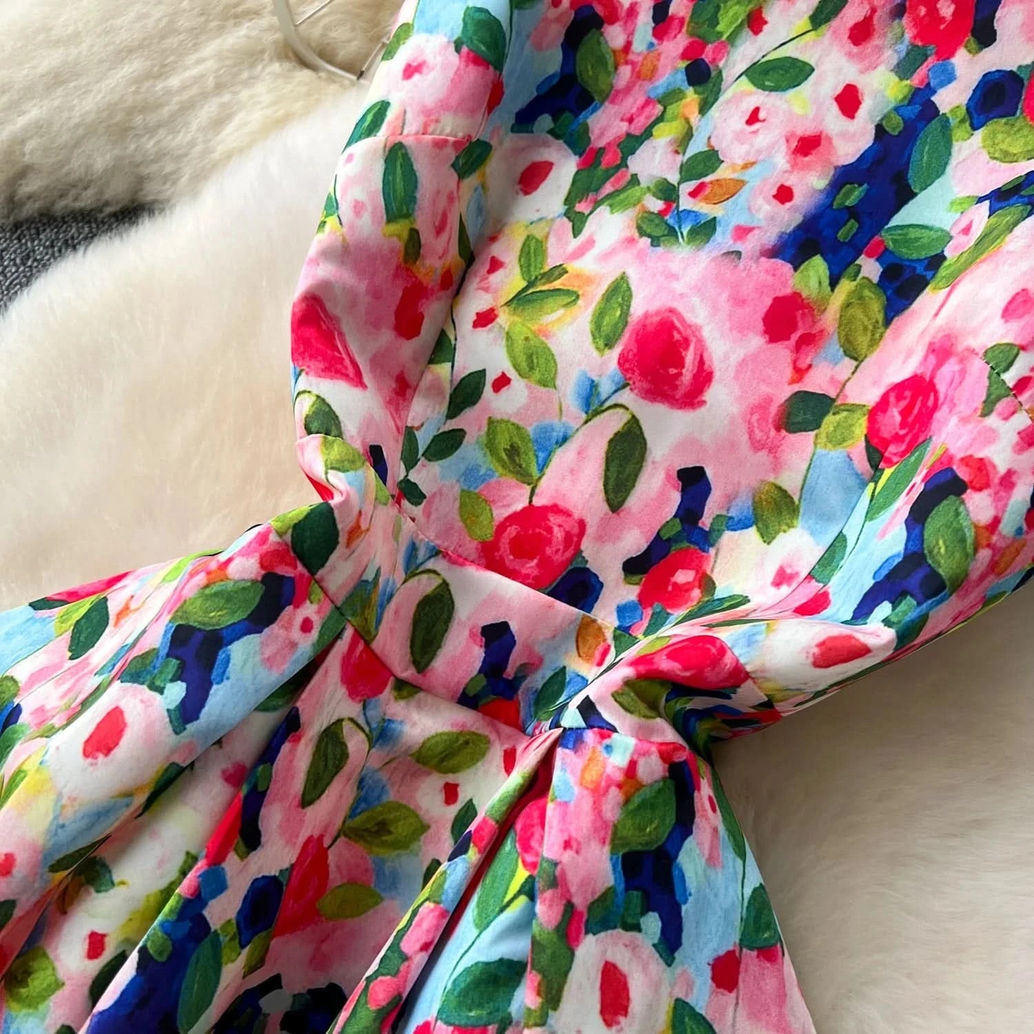 Women Sleeveless Elegant Dress Retro Elegant High Waisted Pleated Printed Formal Dresses Ladies Summer Slim A - line Long Robe - Polynesia Market