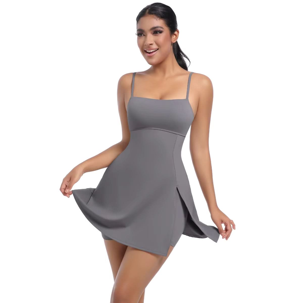 Women Sleeveless Moisture Wicking Tennis Dresses Flared Pleated Golf Jumpsuit Gym Skirts - Polynesia Market