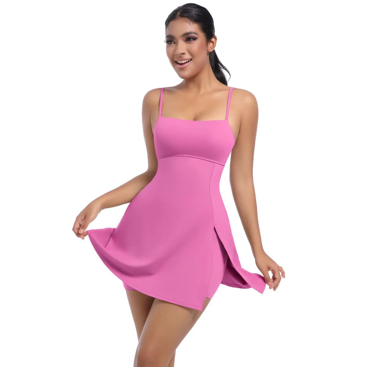 Women Sleeveless Moisture Wicking Tennis Dresses Flared Pleated Golf Jumpsuit Gym Skirts - Polynesia Market