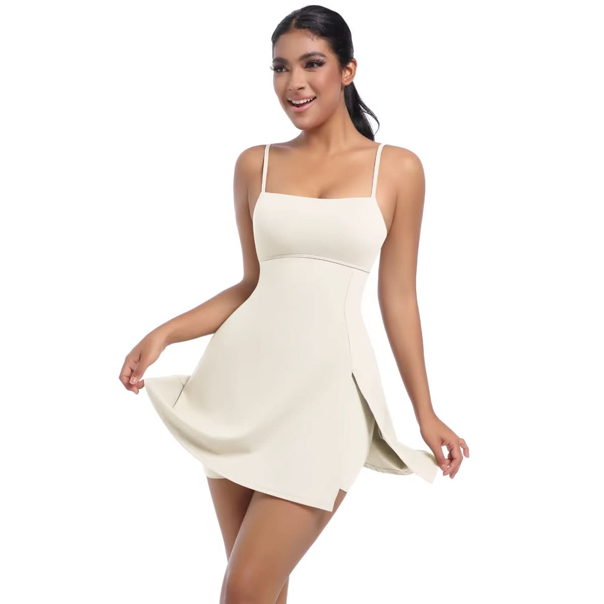 Women Sleeveless Moisture Wicking Tennis Dresses Flared Pleated Golf Jumpsuit Gym Skirts - Polynesia Market