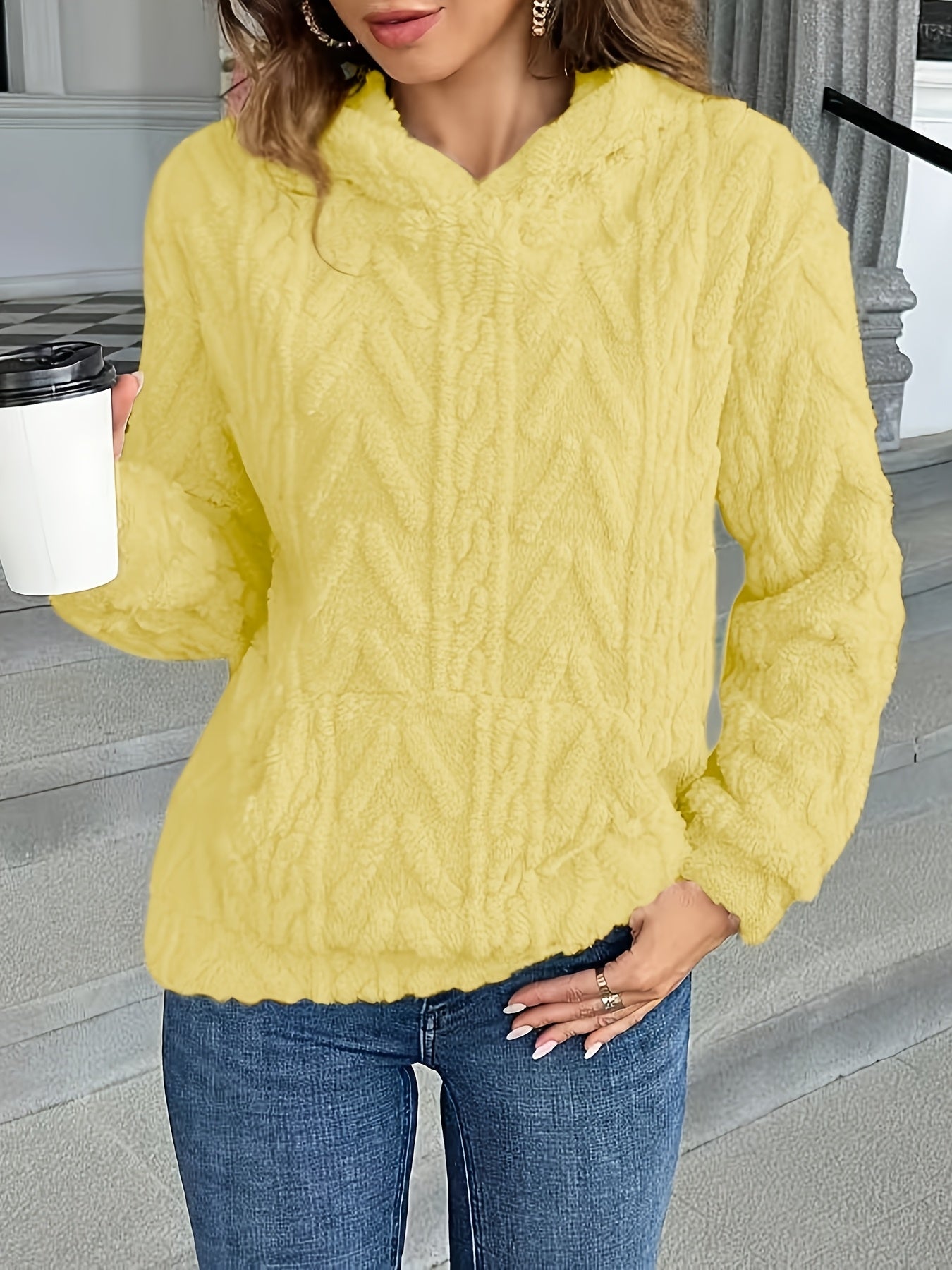 Women's Fashion Hoodie, 100% Polyester Knit Fabric, Solid Color, Lightweight Pullover with Hood, for Spring/Fall, Essential Hoodie - Polynesia Market