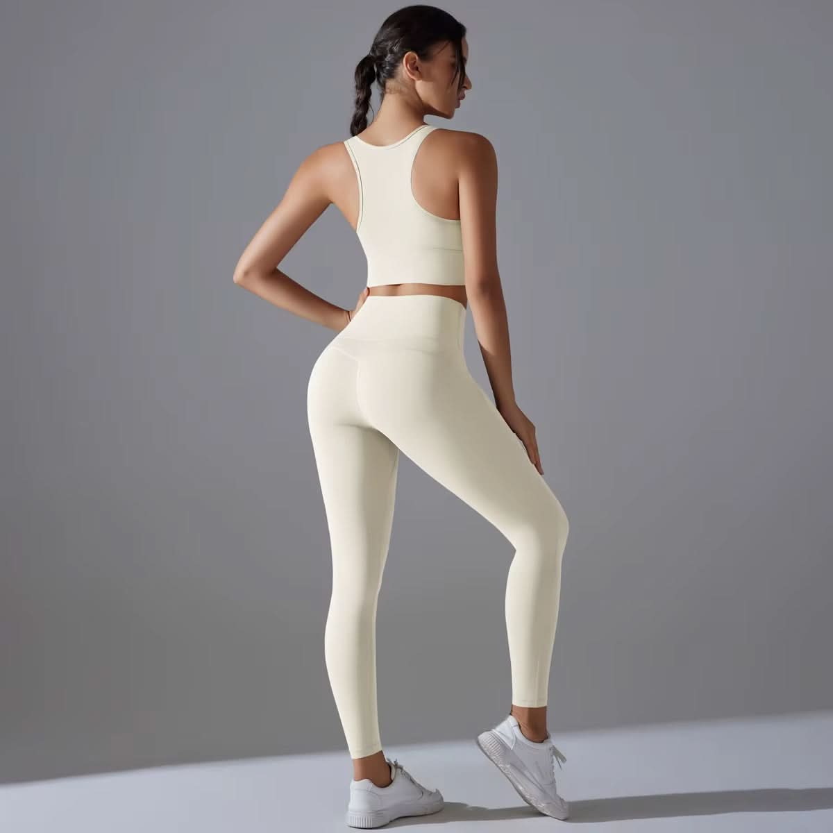 Women'S High Waist Butt Lift Running Yoga Pants Nude Fitness Suit Quick Dry Tight - Fitting Beauty Back Shockproof Bra Yoga Sets - Polynesia Market