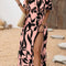 Women'S Off - Shoulder High Slit Dress, Polyester 100% Woven Fabric, All - Season Vacation Style, Plant Print A - Line Maxi Dress for Beach & Holiday - Polynesia Market