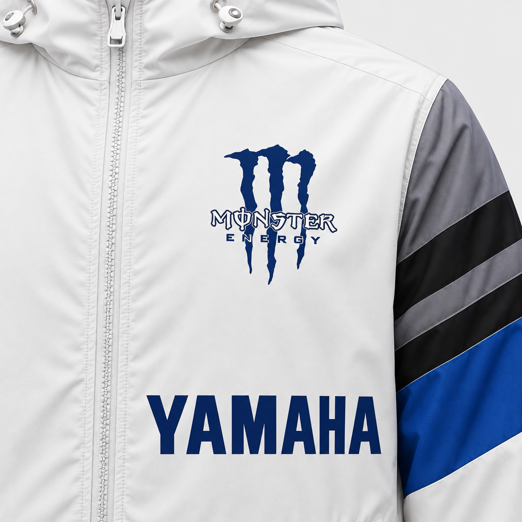 Veste Yamaha Racing White - Gros plan poitrine et logo